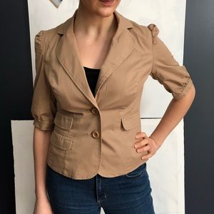 INC International Concepts Tan Elbow Sleeve Blazer